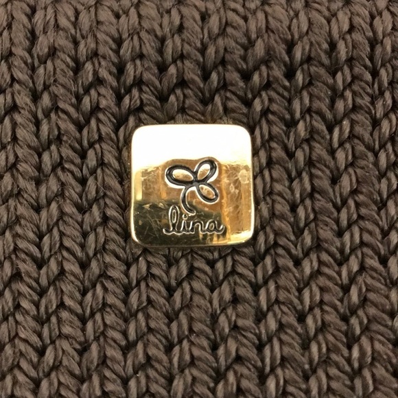 LINA Crocheted brown with braided handle purse - Picture 2 of 8